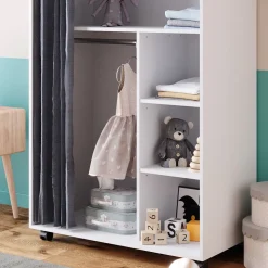 Kleiderschrank Doros Weiß 100 x 146.6 cm offen, mit Rollen Vicco