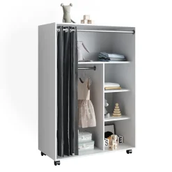 Kleiderschrank Doros Weiß 100 x 146.6 cm offen, mit Rollen Vicco