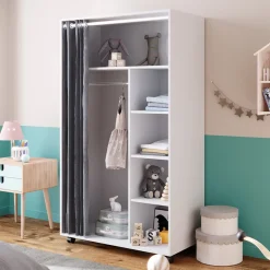 Kleiderschrank Doros Weiß 100 x 168 cm mit Rollen Vicco