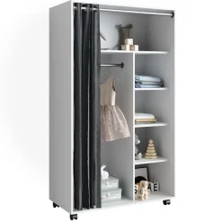 Kleiderschrank Doros Weiß 100 x 168 cm mit Rollen Vicco