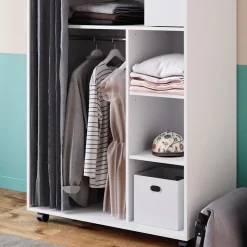 Kleiderschrank Doros Weiß 100 x 146.6 cm mit Rollen Vicco