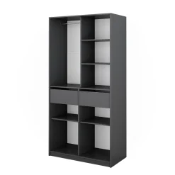 Kleiderschrank Elmo Anthrazit 100 x 200 cm mit 2 Schubladen Vicco