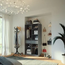 Kleiderschrank Elmo Anthrazit 100 x 200 cm mit 2 Schubladen Vicco