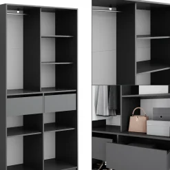 Kleiderschrank Elmo Anthrazit 100 x 200 cm mit 2 Schubladen Vicco