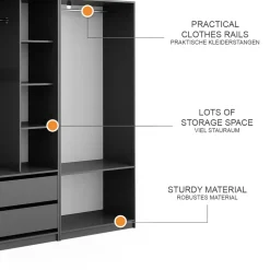 Kleiderschrank Elmo Anthrazit 100 x 200 cm 2er Set Vicco
