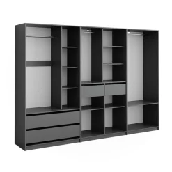 Kleiderschrank Elmo Anthrazit 100 x 200 cm 3er Set Vicco