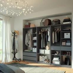 Kleiderschrank Elmo Anthrazit 100 x 200 cm 3er Set Vicco