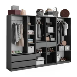 Kleiderschrank Elmo Anthrazit 100 x 200 cm 3er Set Vicco