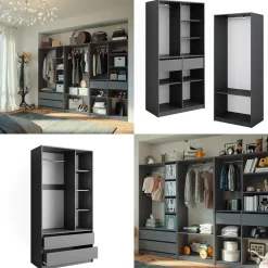 Kleiderschrank Elmo Anthrazit 100 x 200 cm 3er Set Vicco