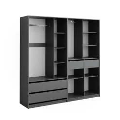 Kleiderschrank Elmo Anthrazit 100 x 200 cm 2er Set Vicco