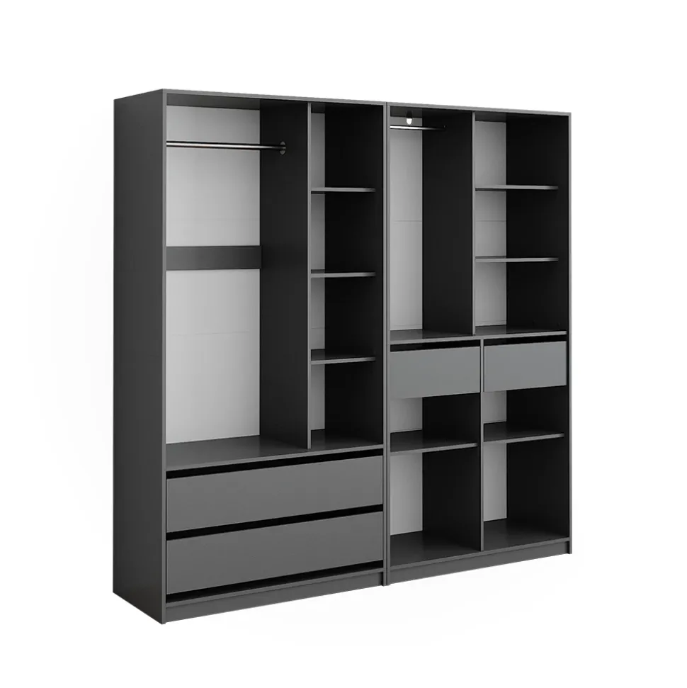 Kleiderschrank Elmo Anthrazit 100 x 200 cm 2er Set Vicco