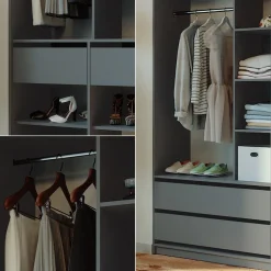 Kleiderschrank Elmo Anthrazit 100 x 200 cm 2er Set Vicco