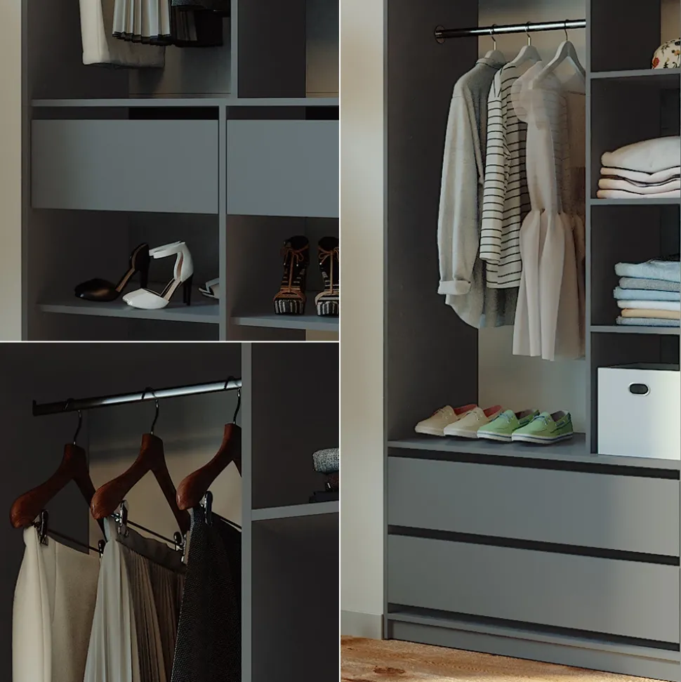 Kleiderschrank Elmo Anthrazit 100 x 200 cm 2er Set Vicco