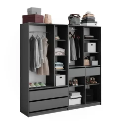 Kleiderschrank Elmo Anthrazit 100 x 200 cm 2er Set Vicco