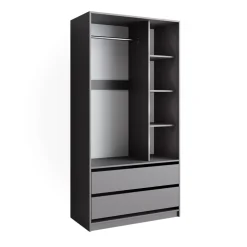 Kleiderschrank Elmo Anthrazit 100 x 200 cm mit 2 Schubladen Vicco