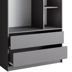 Kleiderschrank Elmo Anthrazit 100 x 200 cm mit 2 Schubladen Vicco