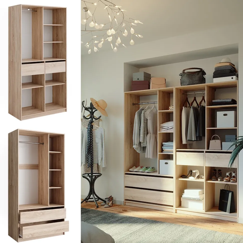 Kleiderschrank Elmo Sonoma 100 x 200 cm 2er Set Vicco