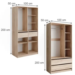 Kleiderschrank Elmo Sonoma 100 x 200 cm 2er Set Vicco