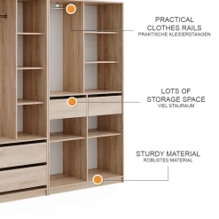 Kleiderschrank Elmo Sonoma 100 x 200 cm 2er Set Vicco