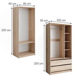 Kleiderschrank Elmo Sonoma 100 x 200 cm 2er Set Vicco