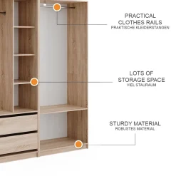 Kleiderschrank Elmo Sonoma 100 x 200 cm 2er Set Vicco