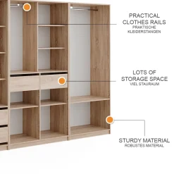 Kleiderschrank Elmo Sonoma 100 x 200 cm 3er Set Vicco