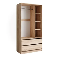 Kleiderschrank Elmo Sonoma 100 x 200 cm mit 2 Schubladen Vicco