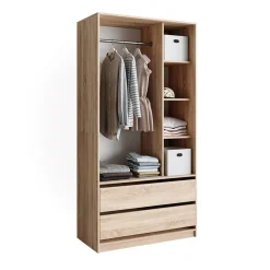 Kleiderschrank Elmo Sonoma 100 x 200 cm mit 2 Schubladen Vicco