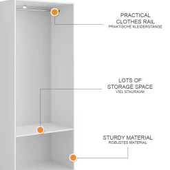 Kleiderschrank Elmo Weiß 80 x 200 cm Vicco