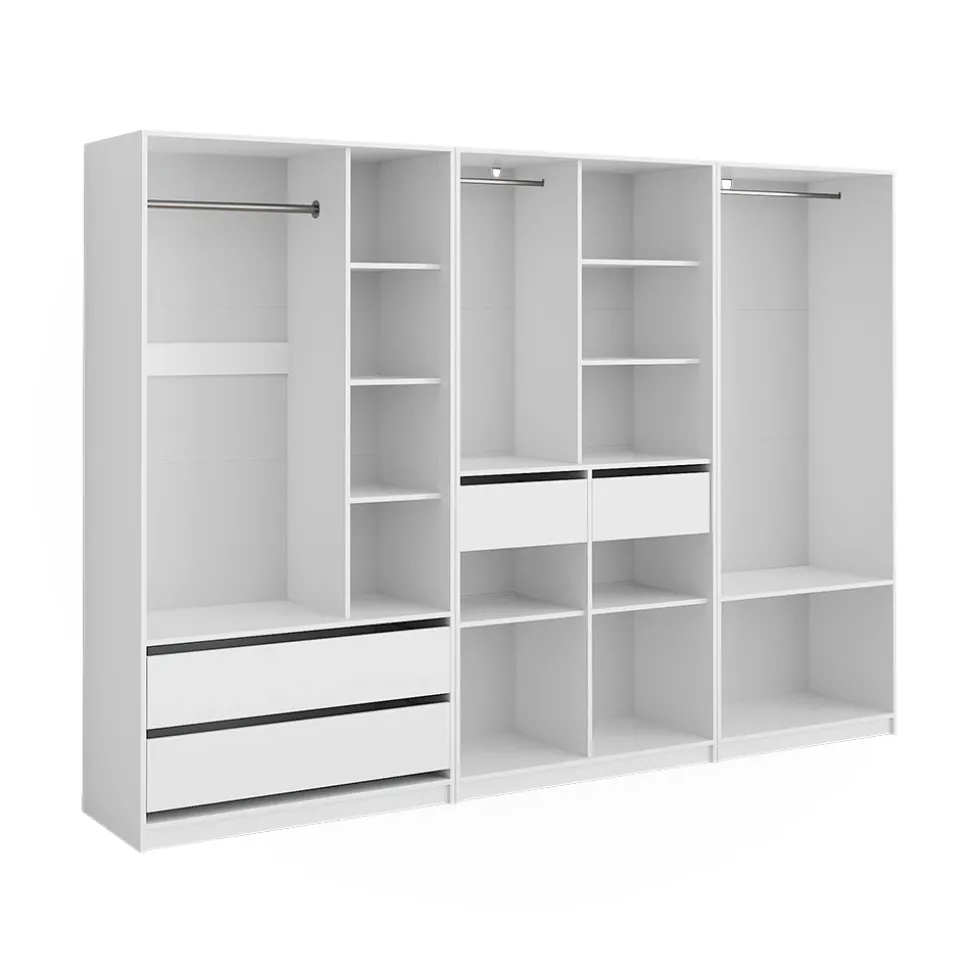 Kleiderschrank Elmo Weiß 100 x 200 cm 3er Set Vicco