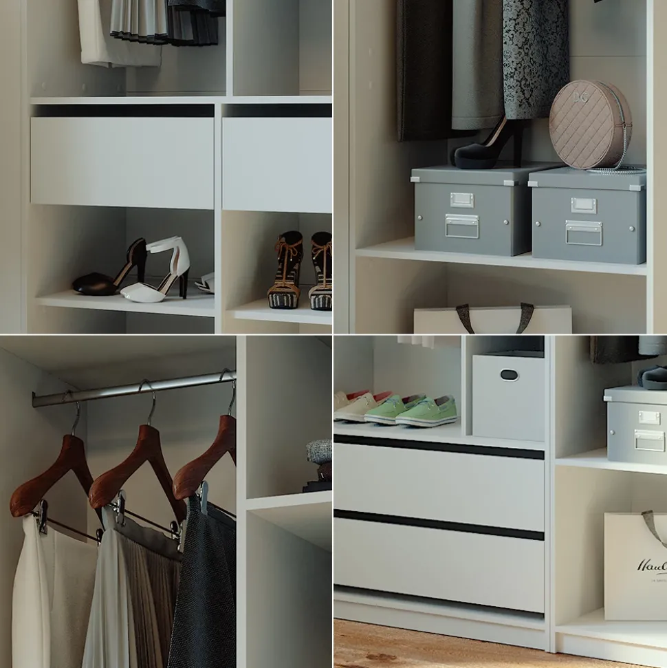 Kleiderschrank Elmo Weiß 100 x 200 cm 3er Set Vicco