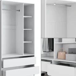 Kleiderschrank Elmo Weiß 100 x 200 cm 3er Set Vicco