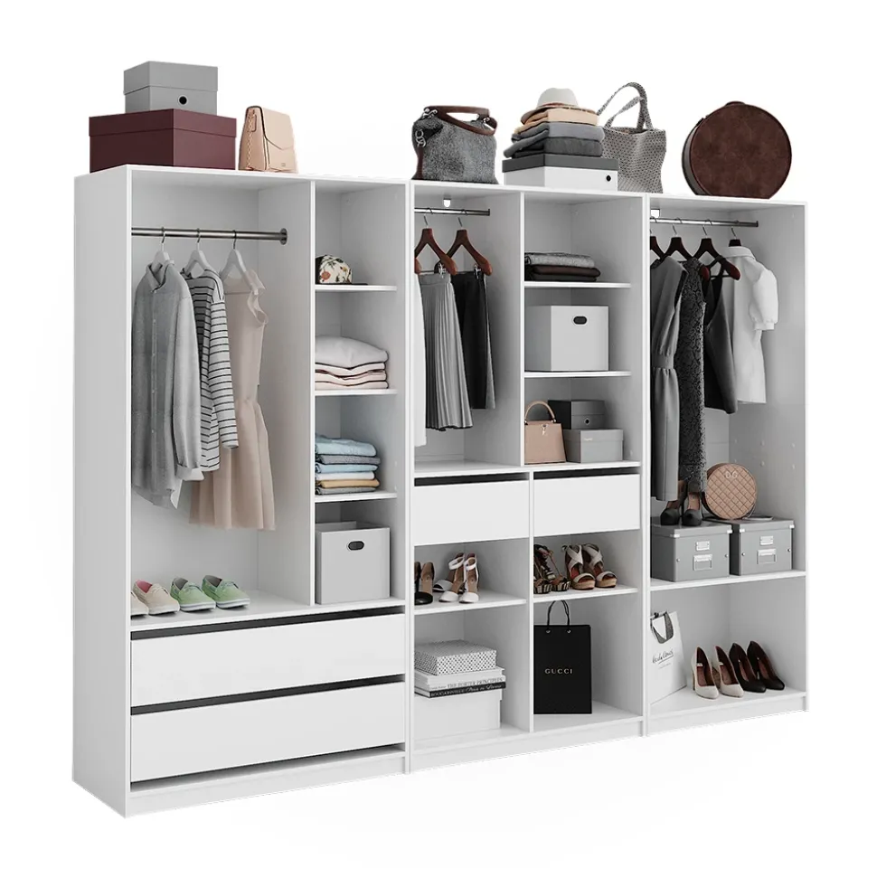 Kleiderschrank Elmo Weiß 100 x 200 cm 3er Set Vicco