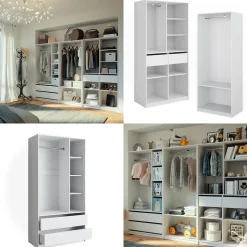 Kleiderschrank Elmo Weiß 100 x 200 cm 3er Set Vicco