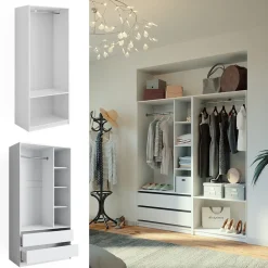 Kleiderschrank Elmo Weiß 100 x 200 cm 2er Set Vicco