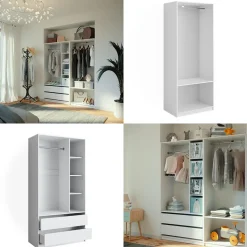 Kleiderschrank Elmo Weiß 100 x 200 cm 2er Set Vicco