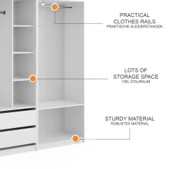 Kleiderschrank Elmo Weiß 100 x 200 cm 2er Set Vicco