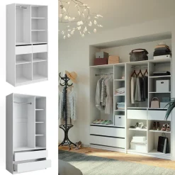 Kleiderschrank Elmo Weiß 100 x 200 cm 2er Set Vicco