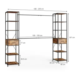 Kleiderschrank Fyrk Eiche rustikal 180 x 187 cm Vicco