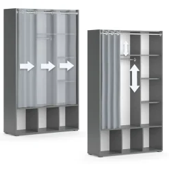 Kleiderschrank Luigi Grau 38 x 178.1 cm mit Vorhang-Kleiderstange Vicco