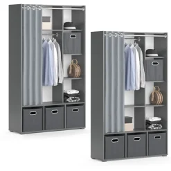 Kleiderschrank Luigi Grau 38 x 178.1 cm Mit Faltboxen (grau) Vicco