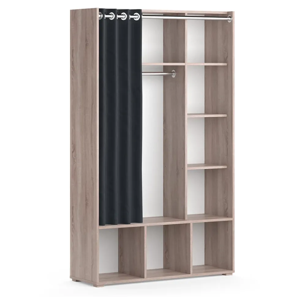 Kleiderschrank Luigi Sonoma 38 x 178.1 cm mit Vorhang-Kleiderstange Vicco