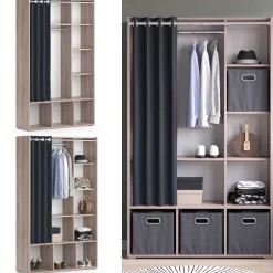 Kleiderschrank Luigi Sonoma 38 x 178.1 cm mit Vorhang-Kleiderstange Vicco