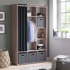 Kleiderschrank Luigi Sonoma 38 x 178.1 cm mit Vorhang-Kleiderstange Vicco