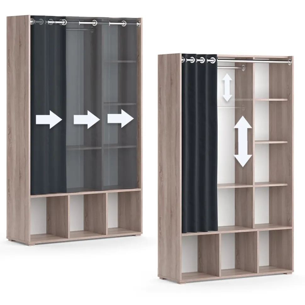 Kleiderschrank Luigi Sonoma 38 x 178.1 cm mit Vorhang-Kleiderstange Vicco