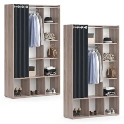 Kleiderschrank Luigi Sonoma 38 x 178.1 cm mit Vorhang-Kleiderstange Vicco