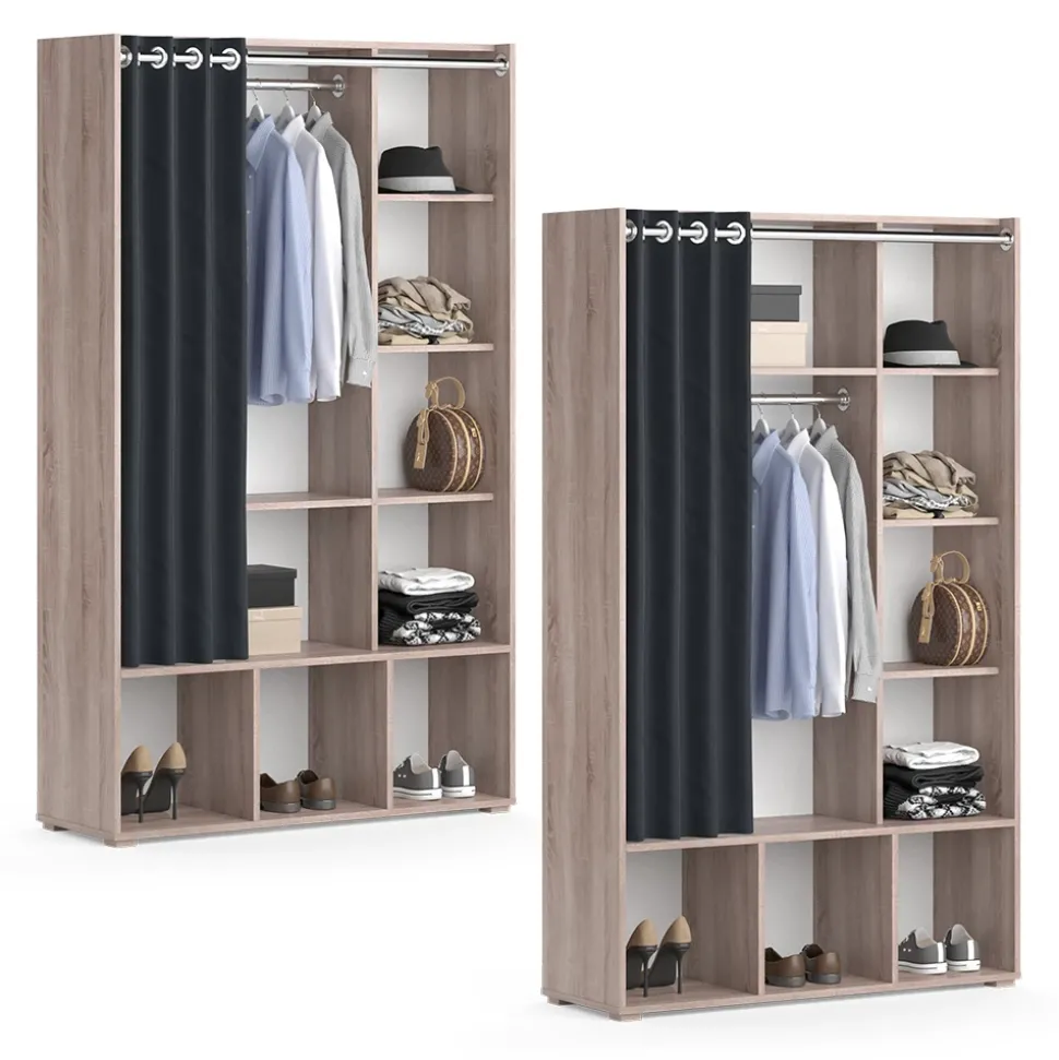 Kleiderschrank Luigi Sonoma 38 x 178.1 cm mit Vorhang-Kleiderstange Vicco