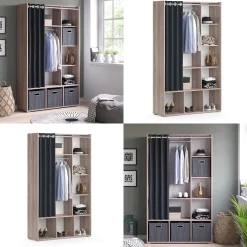Kleiderschrank Luigi Sonoma 38 x 178.1 cm mit Vorhang-Kleiderstange Vicco
