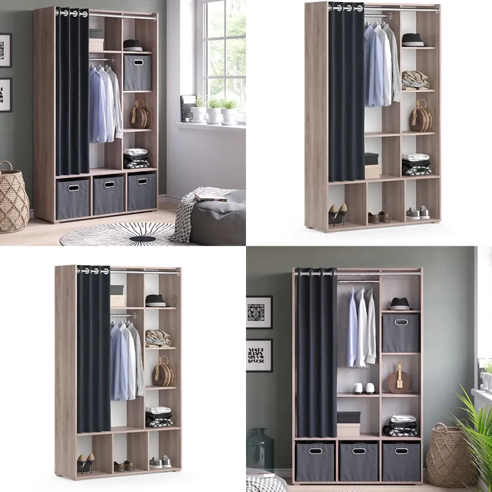 Kleiderschrank Luigi Sonoma 38 x 178.1 cm mit Vorhang-Kleiderstange Vicco