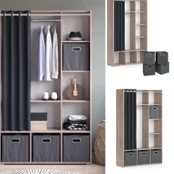 Kleiderschrank Luigi Sonoma 38 x 178.1 cm Mit Faltboxen (grau) Vicco